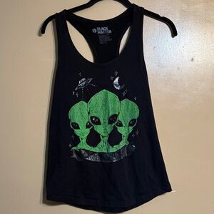 Black Matter Black and Green Alien Tank Top